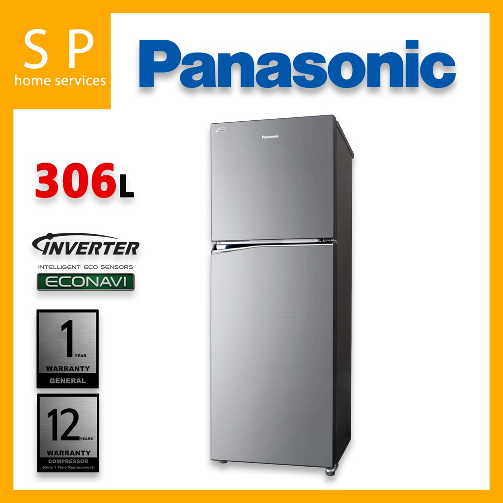 PANASONIC 306L ECONAVI INVERTER 2 DOOR TOP FREEZER FRIDGE NR-BL342VS ...