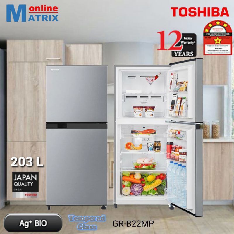 Toshiba 2 Door Fridge GRB22MP 203 Liter Shopee Malaysia