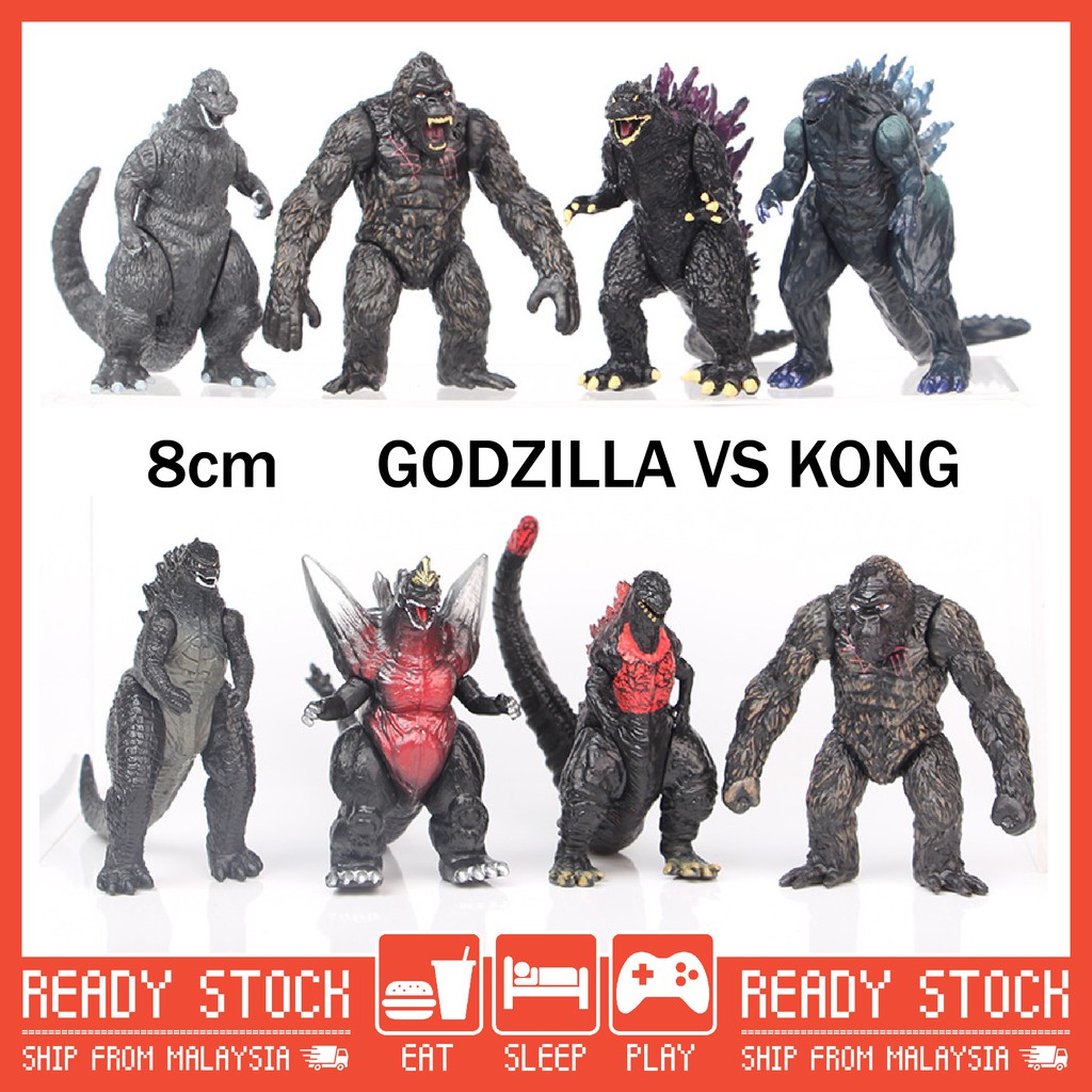 Oem 8cm 8pcs Godzilla Vs Kong Monster Kaiju Trendmaster Shin Godzilla Space King Kong Collection Figure Toy Cake Topper