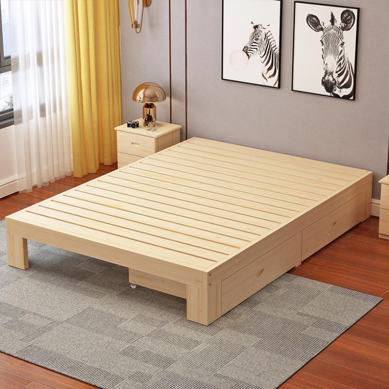 NonBackrest Tatami Bed Wooden Bed Frame Solid Wood Deck Ground Bed