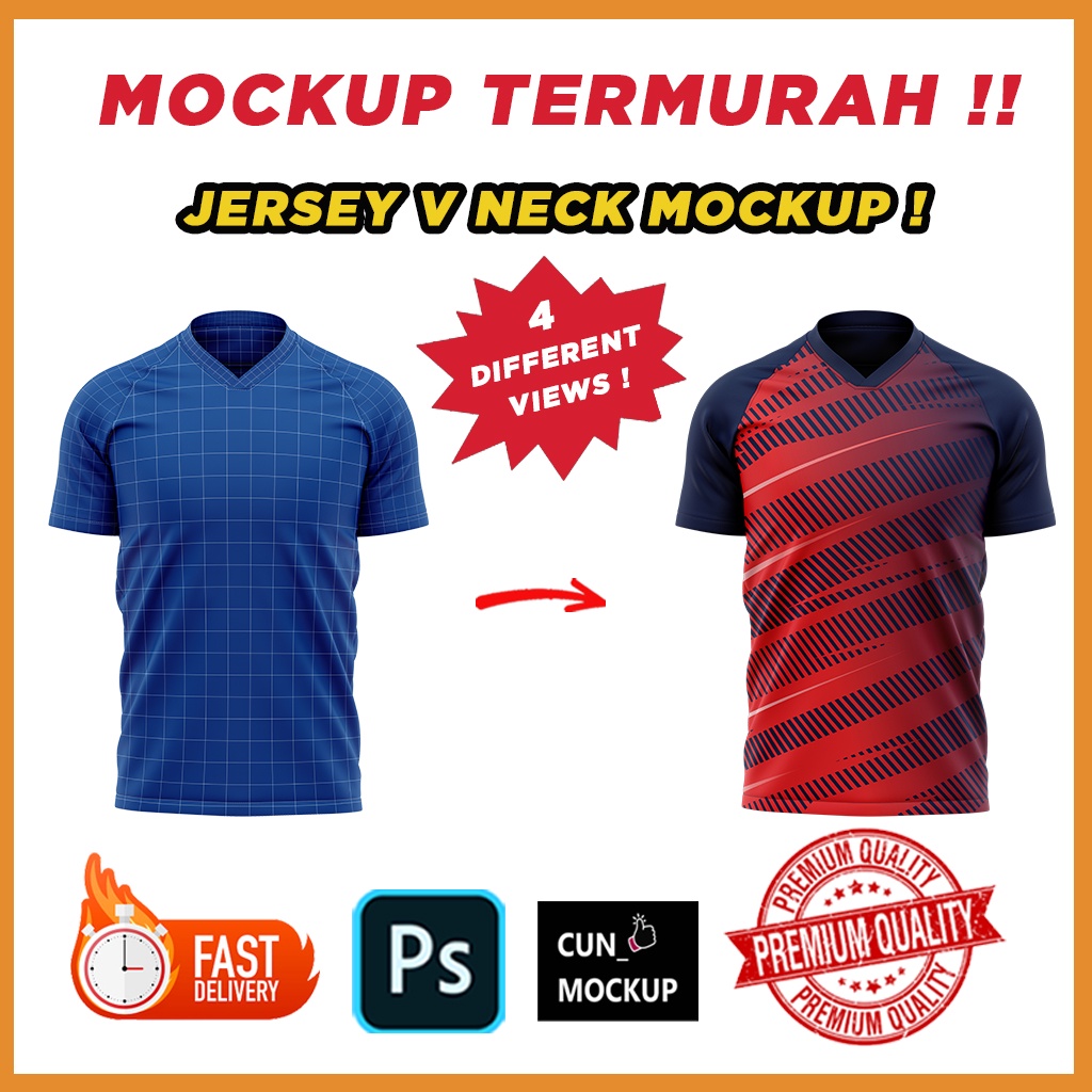 1734+ Mockup Jersey V Neck