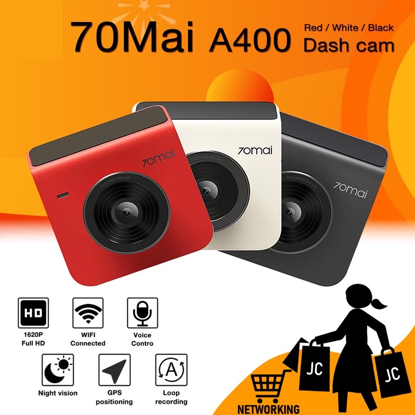 70mai A400 Car Recorder Dash Cam QHD 1440P Rear Cam Night Vision 145 FOV WDR App Control Smart English
