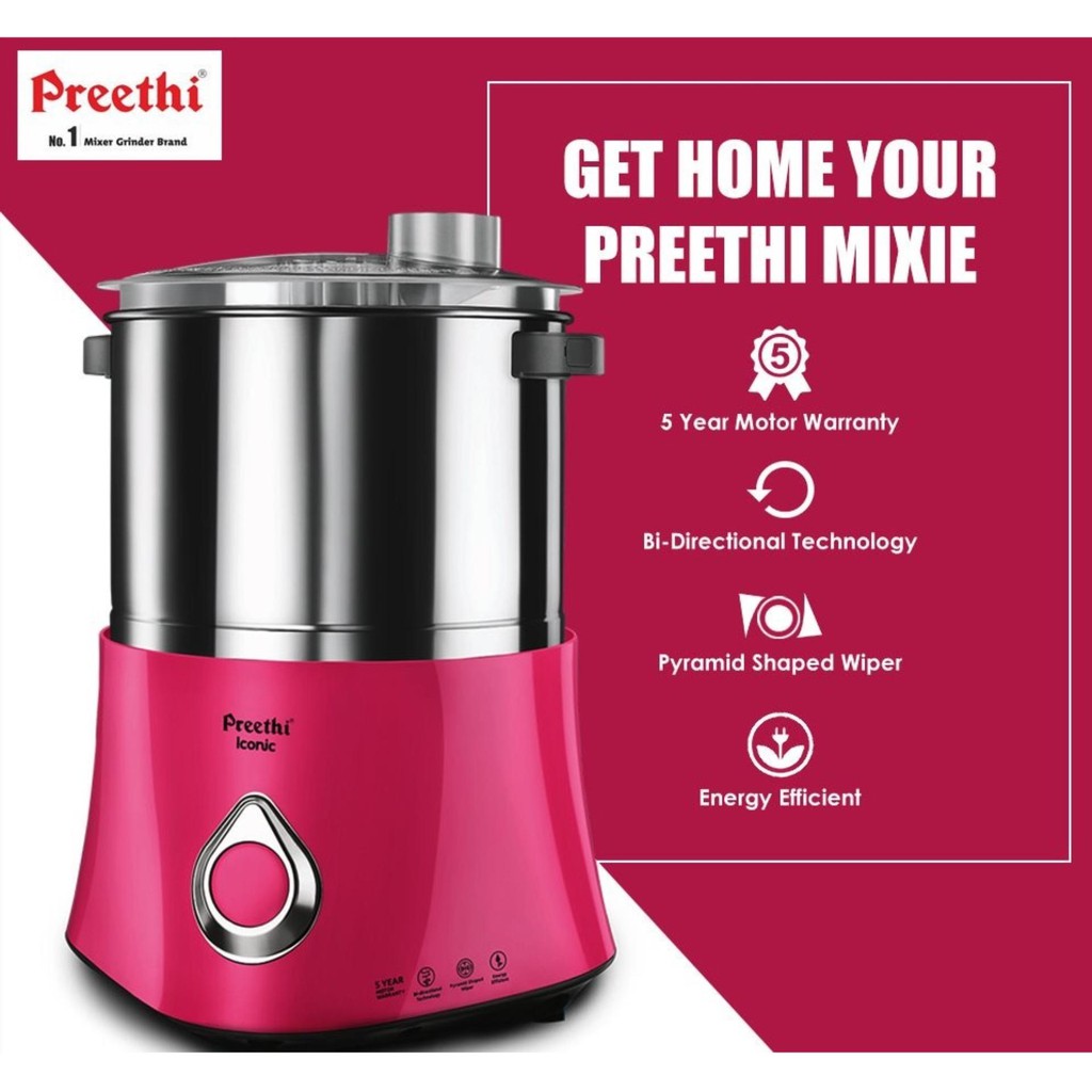 Preethi Iconic 2L Wet Grinder-Bi Directional Grinding Technology(2 years warranty)