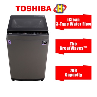 Toshiba Washing Machine (7KG) The GreatWaves™ Fully Auto Top Load Washer AW-J800AM(SG)