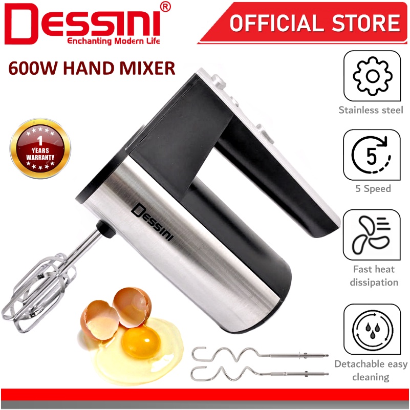 DESSINI ITALY 5 Speed Electric Hand Mixer Egg Beater Blender Grinder Processor Dough Whisk Mesin Pengadun Bancuh Telur