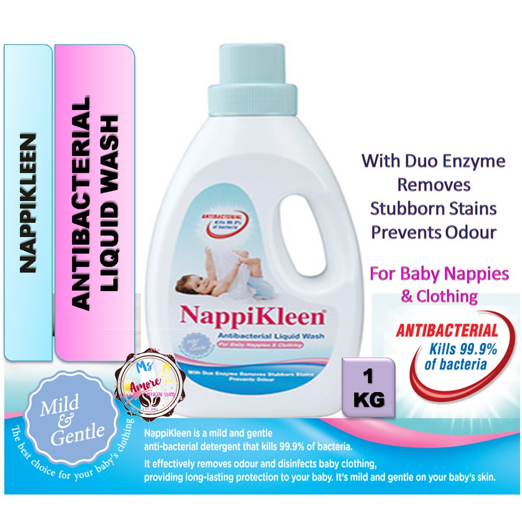 NAPPIKLEEN ANTIBACTERIAL LIQUID WASH FOR BABY NAPPIES & CLOTHING 1KG