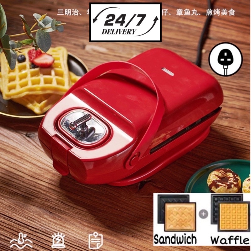 Electric Sandwich & Waffle Maker 三明治机 Auto Off Timer Timing Non-Stick Double Sided Baking Tray Toaster Breakfast Machine