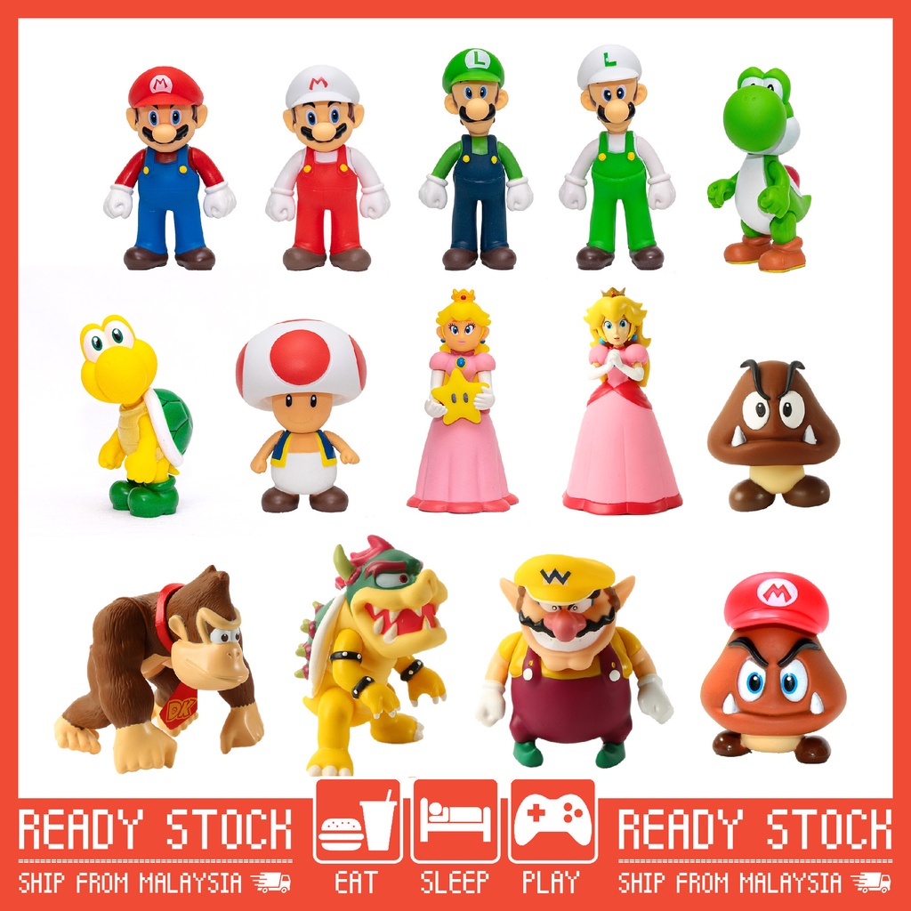 OEM 12cm Super Mario Bros Mario Luigi Yoshi Peach Captain Toad Wario Donkey  Kong Figure Collection Toy Nintendo Switch | Shopee Malaysia
