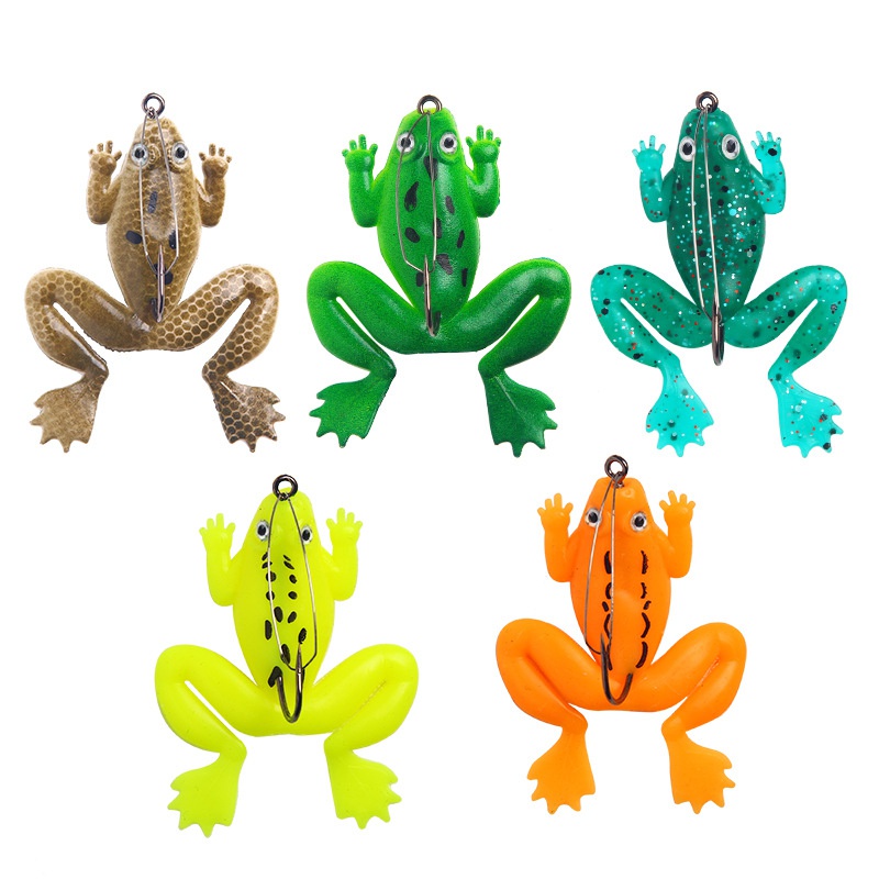 1PCS Silicone Soft Frog Fishing Lure Single Hook Fake Frog Bait Sinking
