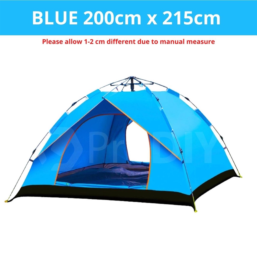 1-4 Person Instant Automatic Drawstring Dual Use Outdoor Camping Hiking Picnic Tent Easy Install Kemah Senang Pasang