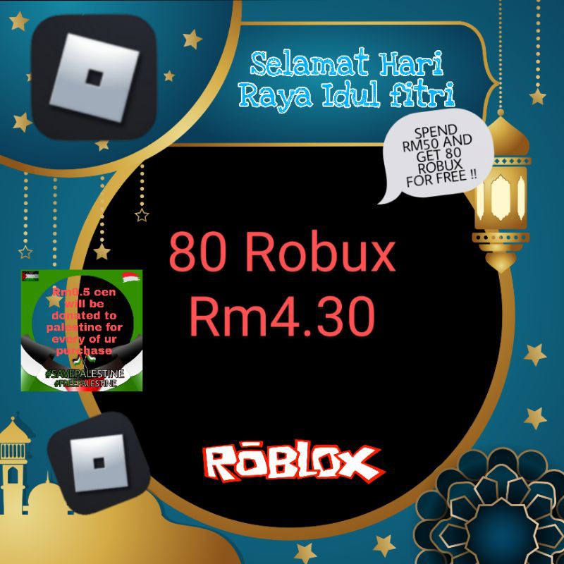 Roblox Robux 80 Rm4 30 Shopee Malaysia - roblox robux price malaysia
