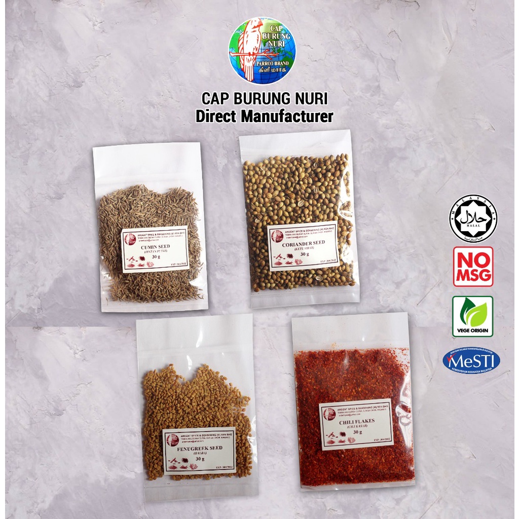 Cumin Seeds/Coriander Seeds/Fenugreek/Chilli Flakes (30g) Shopee Malaysia