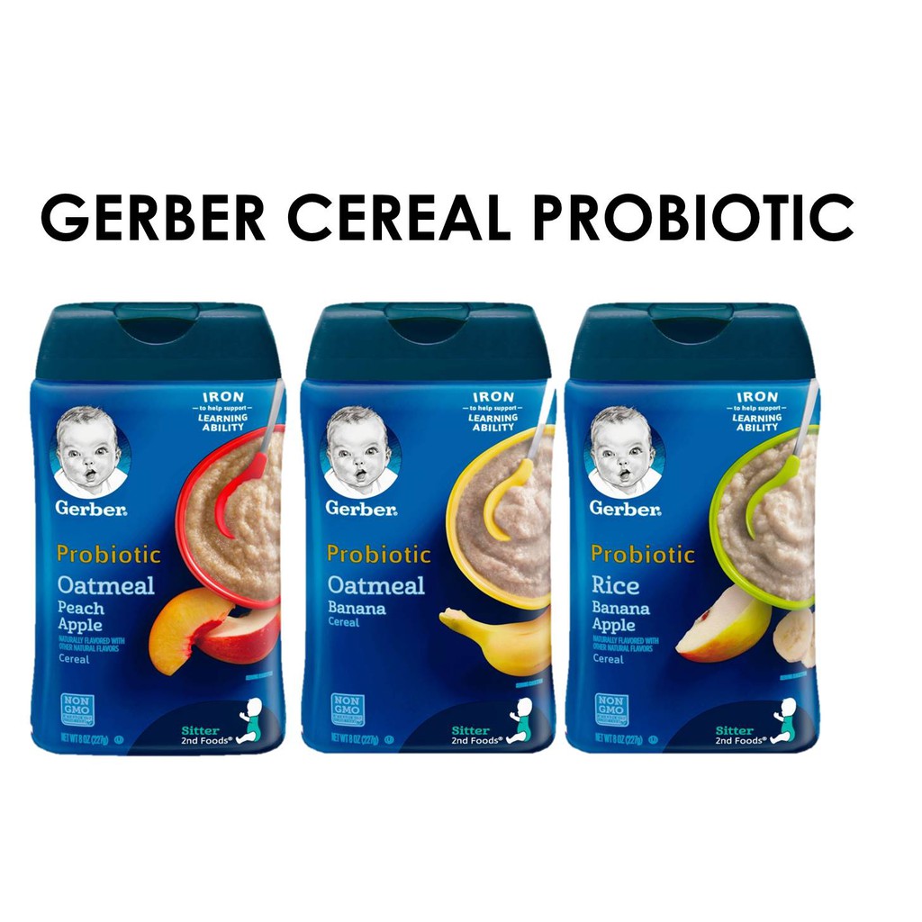 gerber probiotic oatmeal peach apple cereal