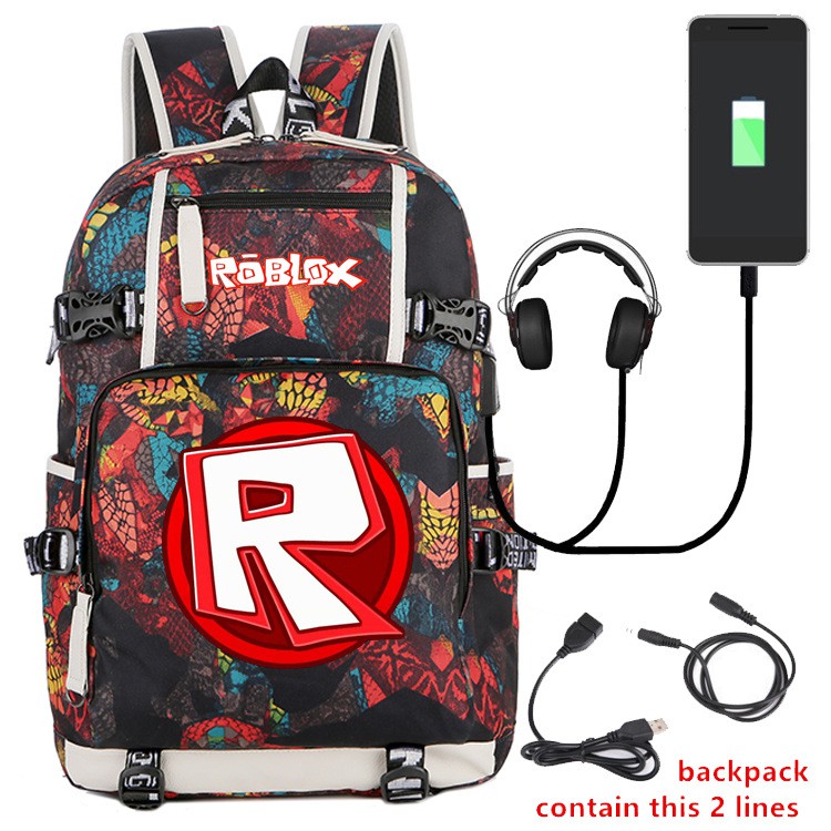 Roblox Red Nose Day Game Social Network Surrounding Backpack Student School Bag New Shopee Malaysia - red robux packpack