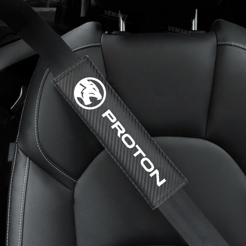 2pcs Car Carbon Fiber Seat Belt Shoulder Cover For Proton wira Persona