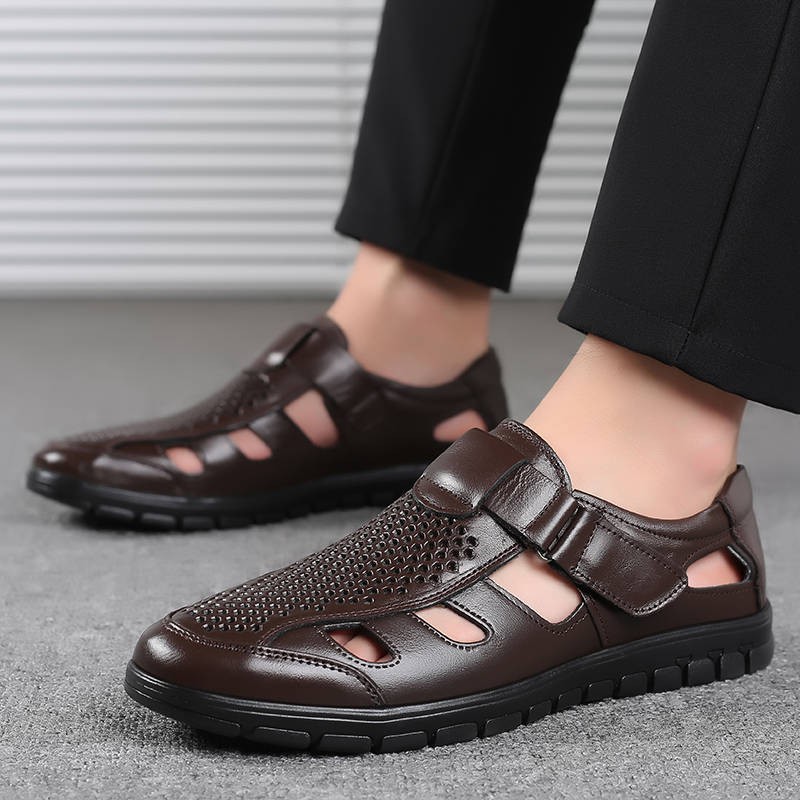 Kasut Untuk Lelaki Kasut Kulit Lelaki Jin Ruixing Sandal Asli Lelaki Musim Panas Bernafas Berniaga Kasual Orang Tua Dan Tua Yang Tidak Slip Kasut Lelaki Lelaki Sandal Rata Shopee Malaysia