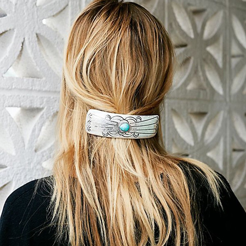 Vintage Gold Silver Blue Stone Hairpin Hair Clip Accessories Women