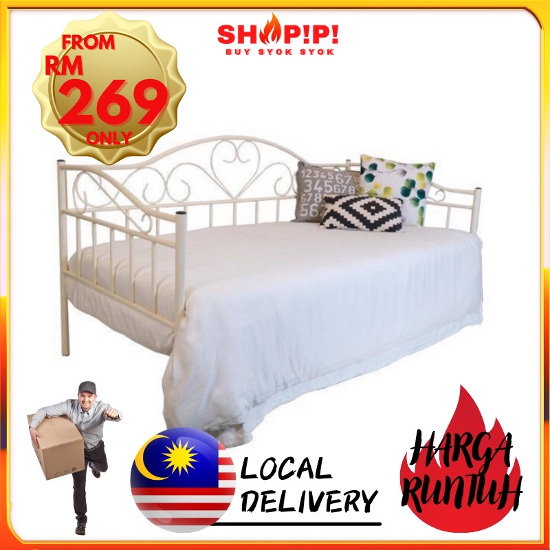 Shopipi DAY BED SINGLE METAL BED FRAME/KATIL BESI/SOFA BED/DAYBED