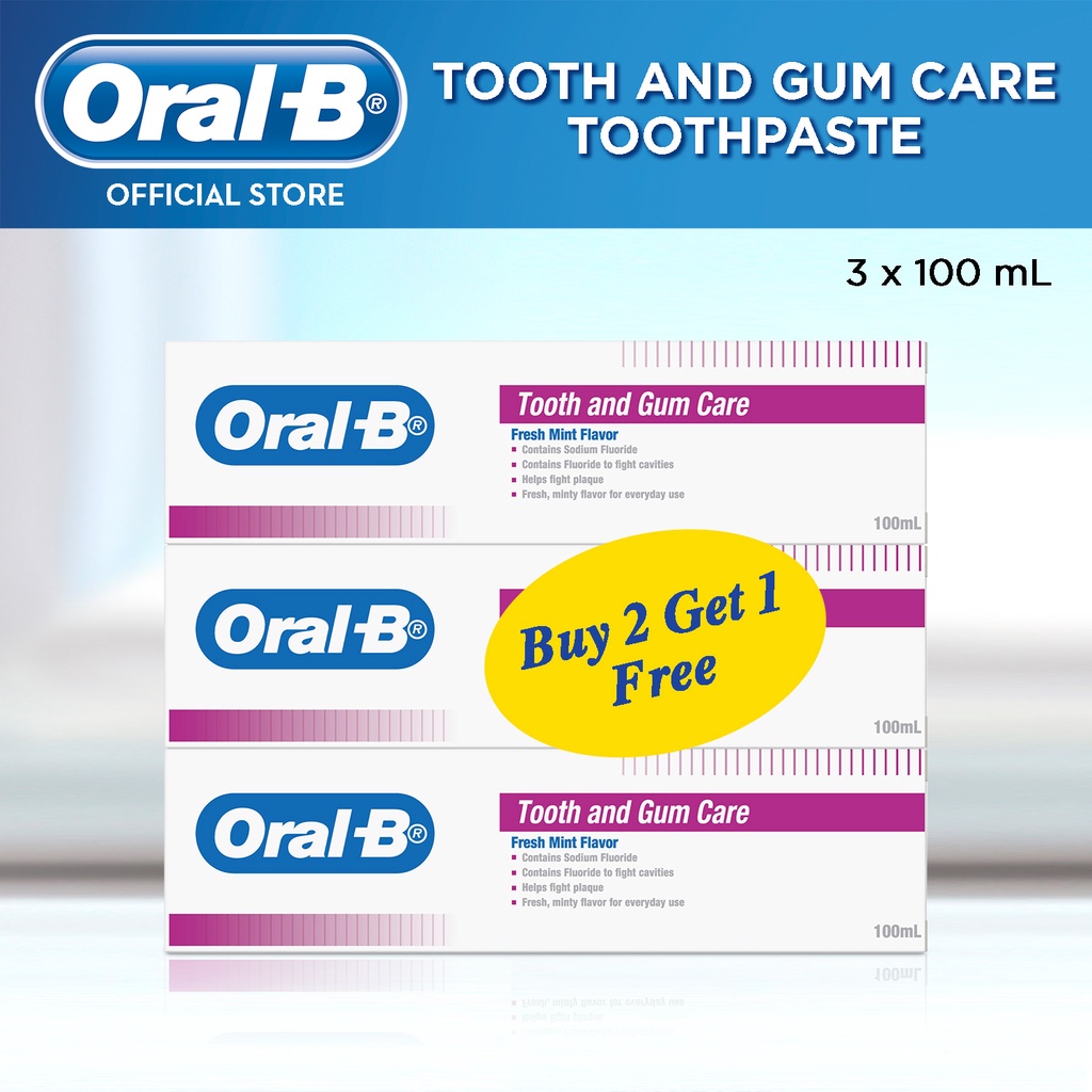 Oral-B Tooth And Gum Care Toothpaste Fresh Mint (100ml X 3) | Shopee ...