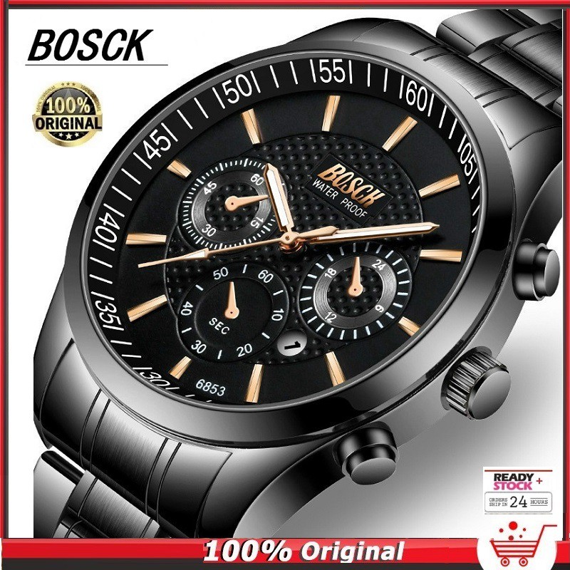 Bosck Mens Watches Business Casual Steel Jam Tangan Watch 6853