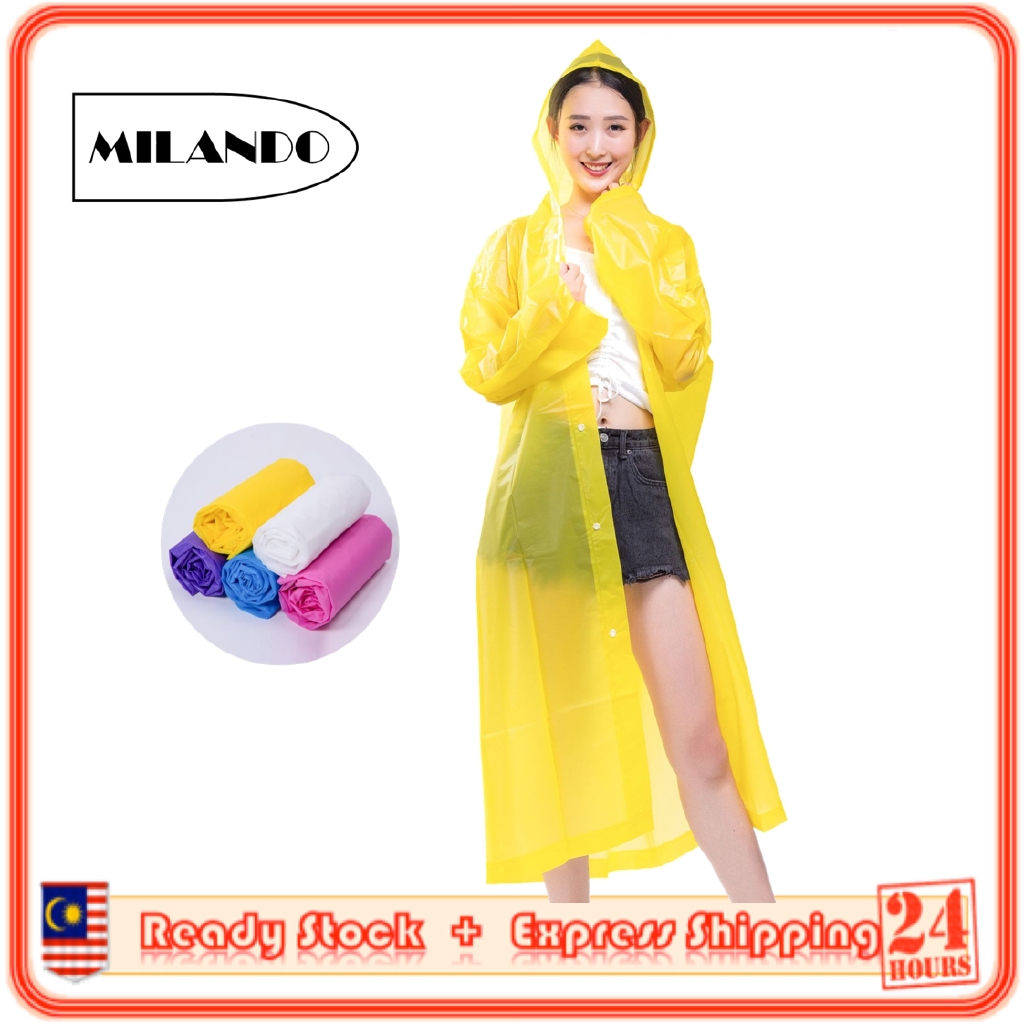 MILANDO Adult Recycle Eva  Non-Disposable Rain Coat Foldable  Waterproof Rain Coat Baju Hujan (Type 2)
