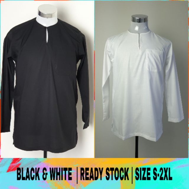 Kurta Lelaki Hitam Putih  Ready Stock Shopee Malaysia