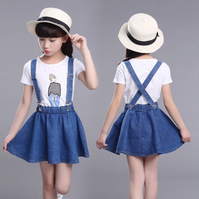 kids white jean skirt
