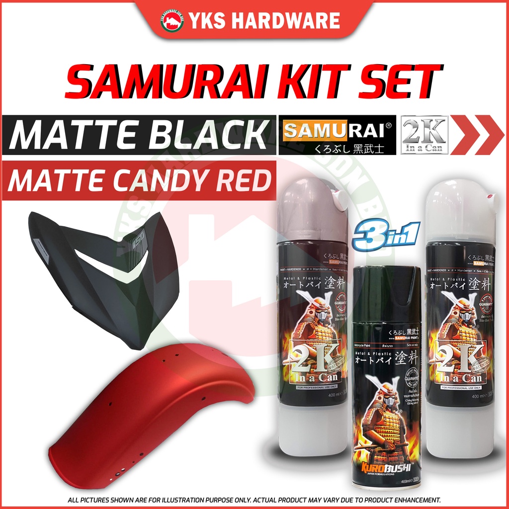 SAMURAI KIT SET MATTE BLACK & MATTE CANDY RED SAMURAI 2K SPRAY