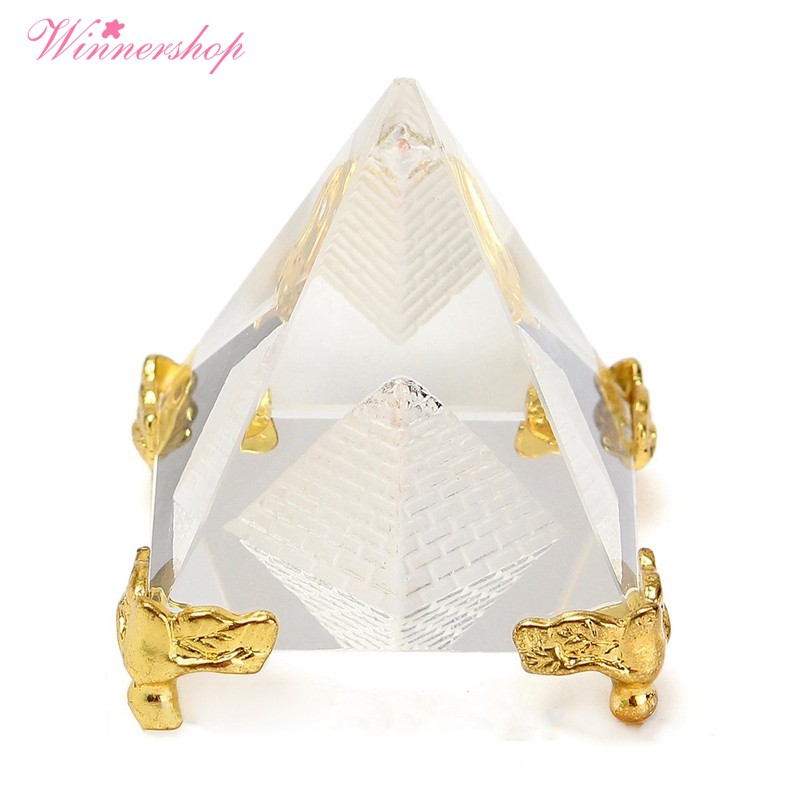 Beautiful Fashion Egypt Egyptian Crystal Clear Pyramid Ornament Home Decor Office Supply Living Room