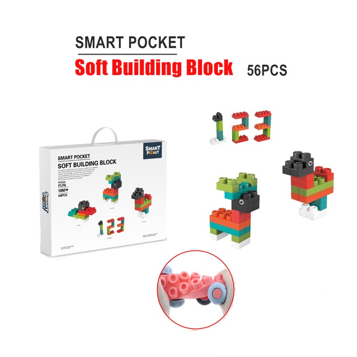 Smart Pocket Soft Building Block Chewable Education Learning Building Blocks 56pcs