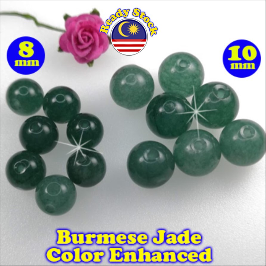 KGB8042 Burmese Jade 8mm10mm Natural Gemstone DIY Fashion Jewelry Making Supplies Beading Craft Manik Rantai Gelang