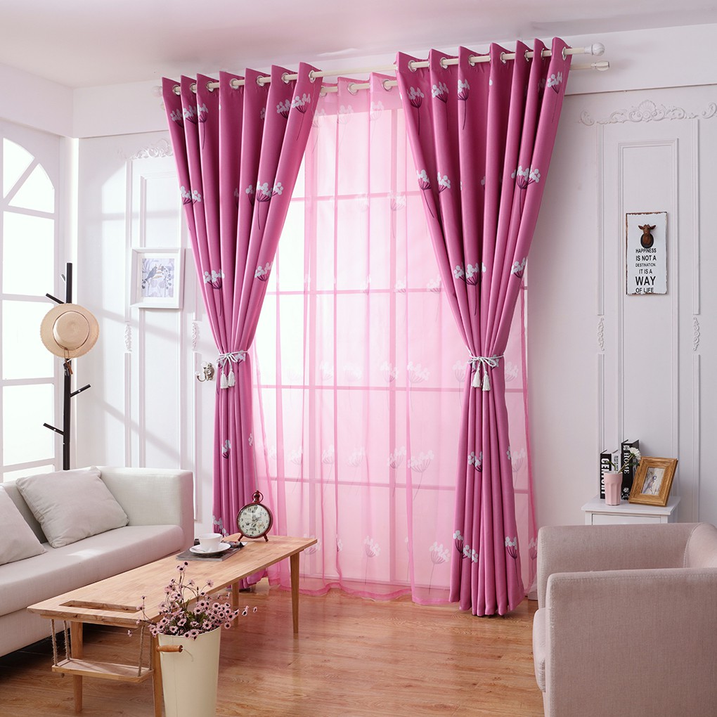 Dandelion Patterns Long Window Door Curtains Living Room Blackout Curtains Shopee Malaysia