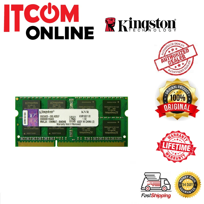 KINGSTON 8GB DDR3 1600MHZ NOTEBOOK RAM (KVR16S11/8)(KVR16S11/8WP) 16 ...