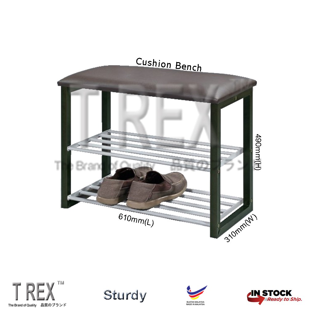 2m Sturdy Cushion Bench With 2 Tier Shoe Storage Shoe Rack Black Shopee Malaysia