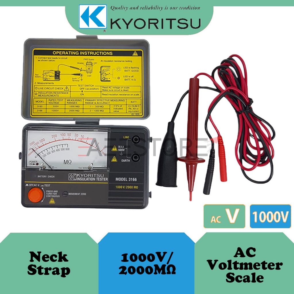 Original Kyoritsu 3166 Analog Analogue Insulation Tester Shopee Malaysia