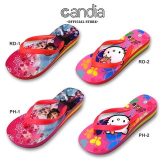 [Ready Stock] CANDIA Kids Girls Hello Kitty/Frozen Cartoon Durable Flip Flop 3CM Wedges Slipper (Size 24-35)