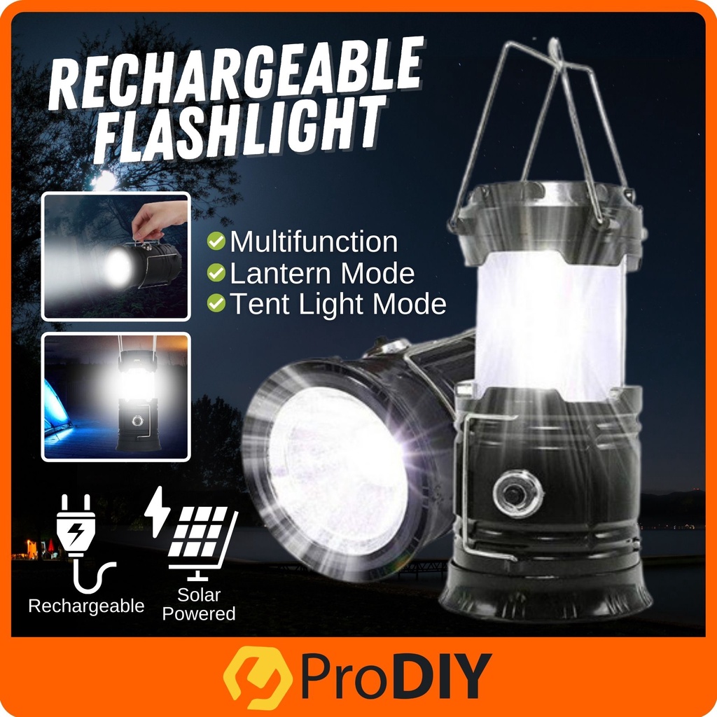 Rechargeable 3 in 1 Solar Ultra Bright 6 LED Camping Flashlight Lampu Tourch Light RANDOM COLOUR ( SH-5800T / HS-5900T )