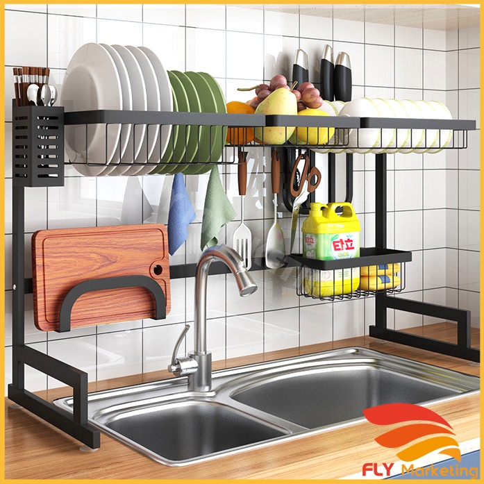 Stainless Steel Kitchen Rack Organizer Kitchenware Storage Sink Rack Kitchen Dish Rack Dapur Sink Dish Raks