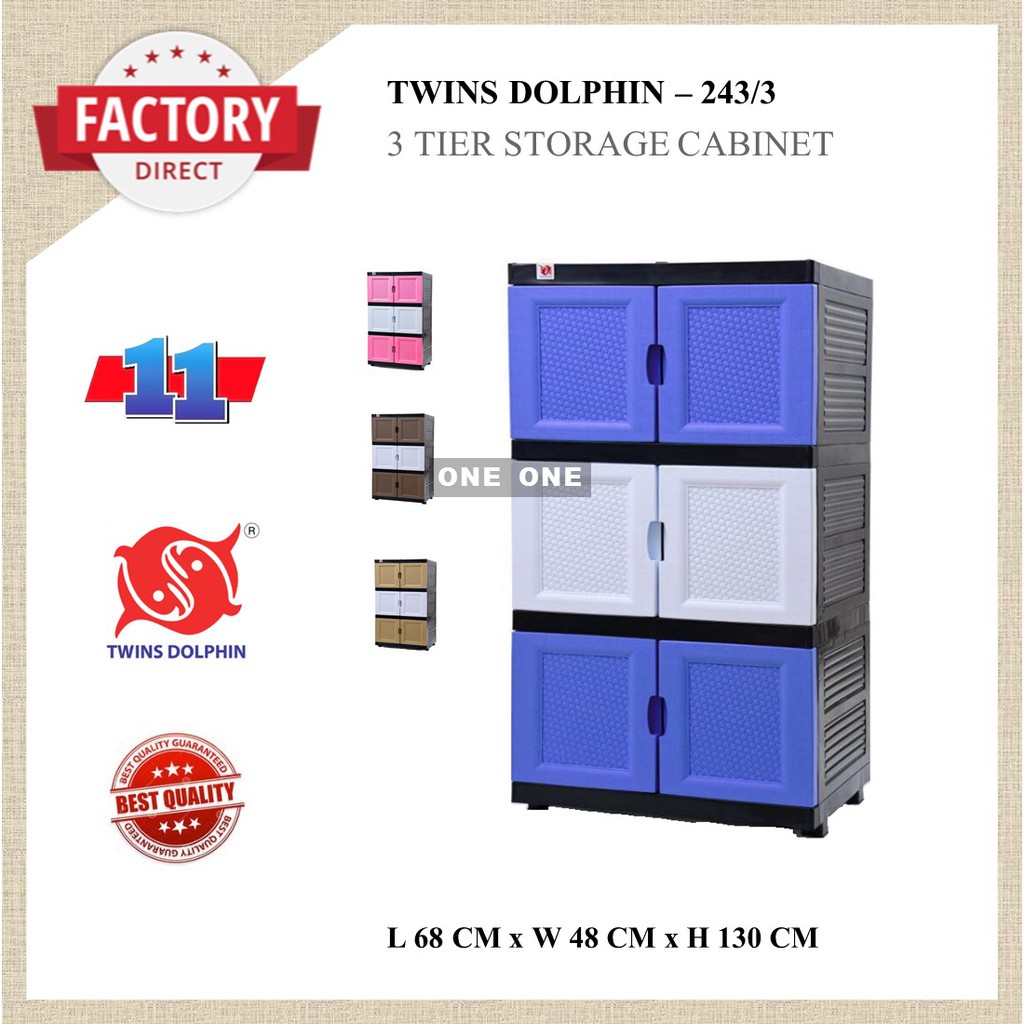 243 3 3 Tier Storage Cabinet Twins Dolphin Shopee Malaysia