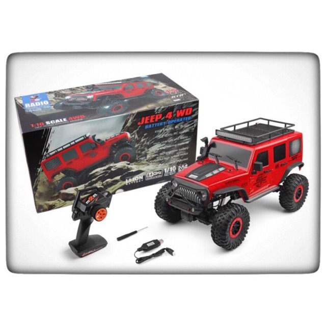 🌀RC JEEP Wrangler 1/10  4WD Electric Brushed Off-road Rock Crawler  Climbing Vehicle With LED Light - Red🌀 | Shopee Malaysia