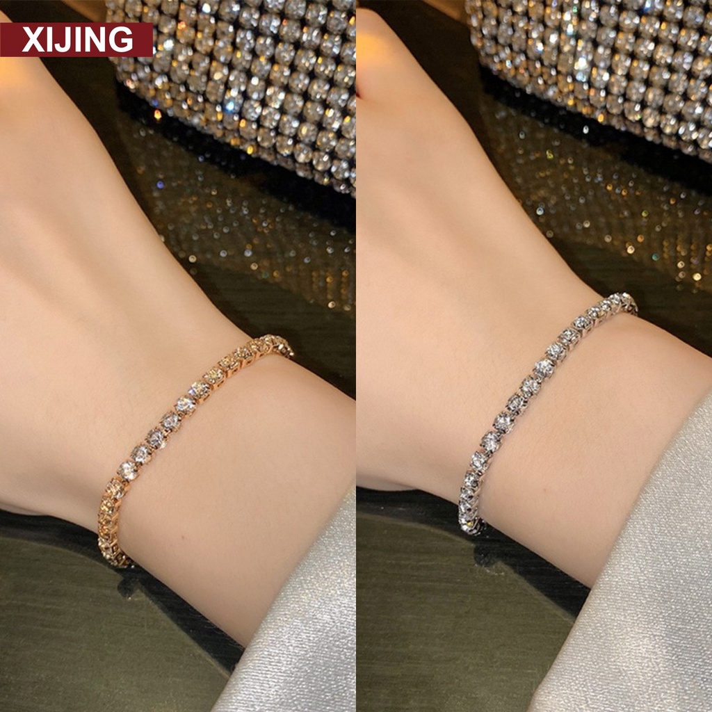 XJ-Diamond Zircon Bracelet Women Party Simple Design Light Luxury Romantic Hand Ornaments Jewelry Accessories