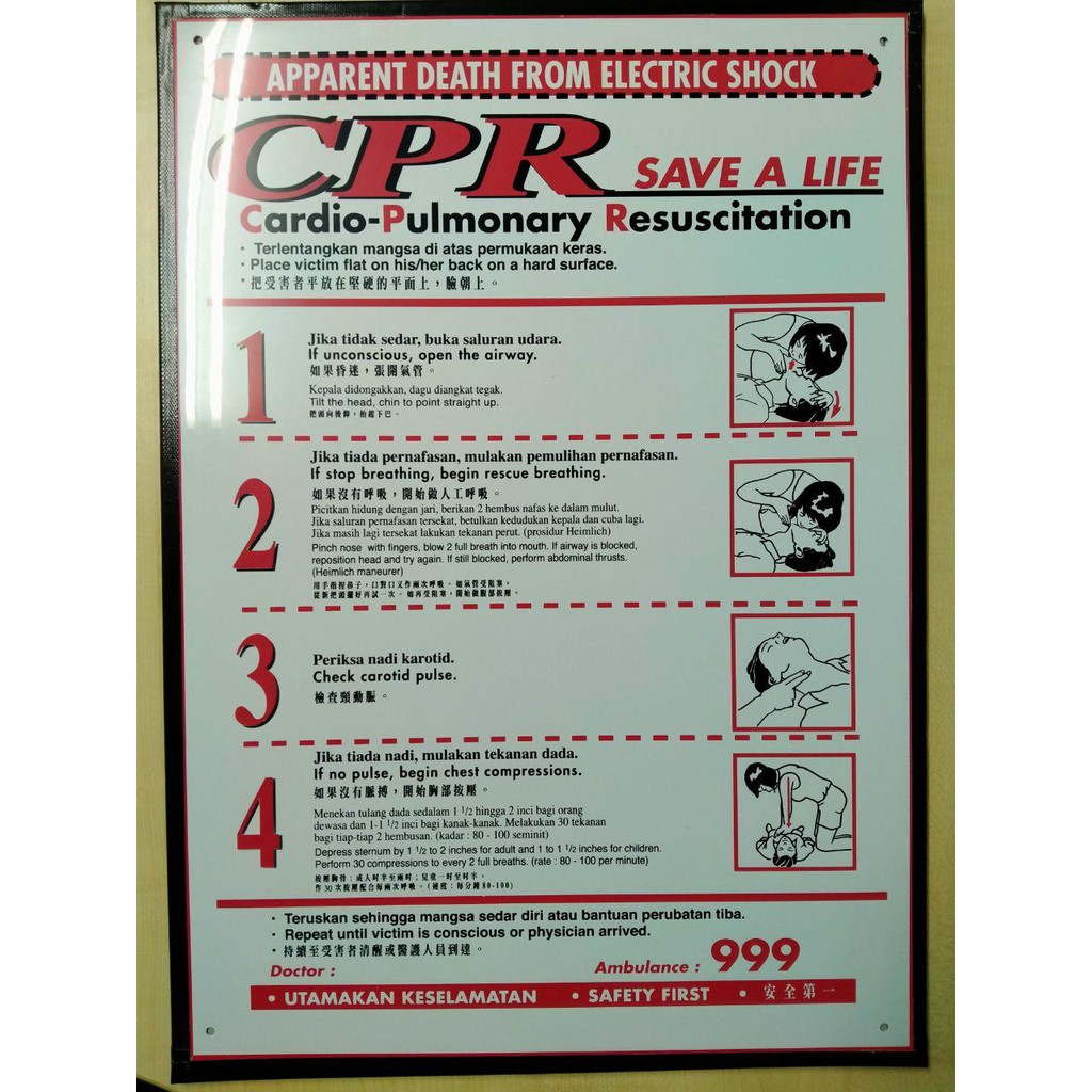 CPR CHART Cardiopulmonary Resuscitation Chart | Shopee Malaysia