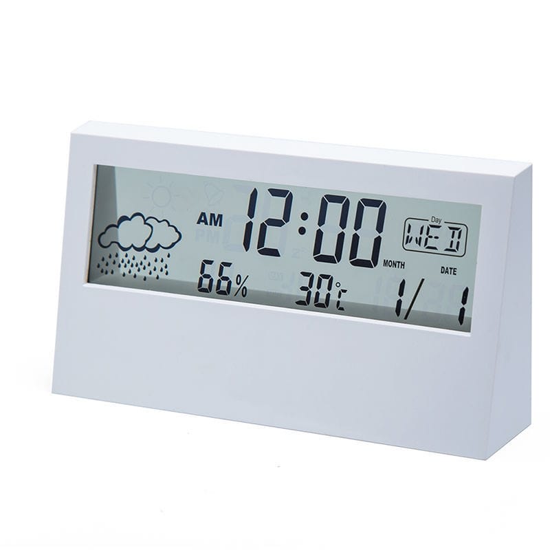 [[ HADIAH PERCUMA Jam Penggera LCD Digital Jam Pemantauan Cuaca Suhu Kelembapan Kalendar Bilik Meja Meja Tepi Katil