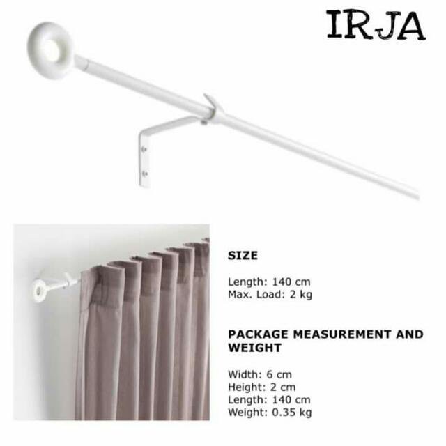 Ready Stock Ikea Irja Curtain Rod Set Rod Langsir White