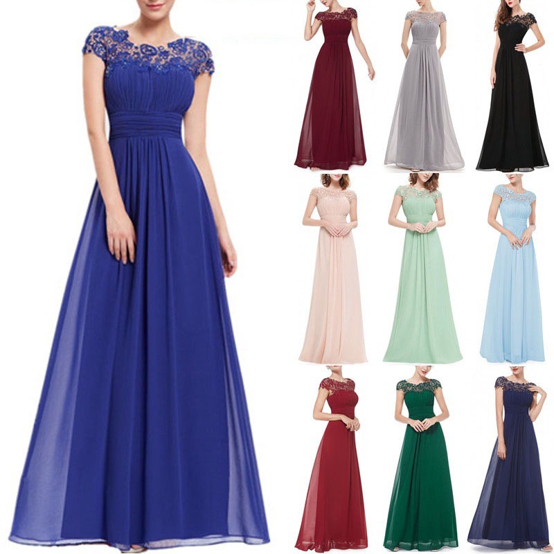 Women Formal Long Maxi Dresses Lace Wedding Party Dinner Elegant Dress Evening Banquet Long Baju Kurung