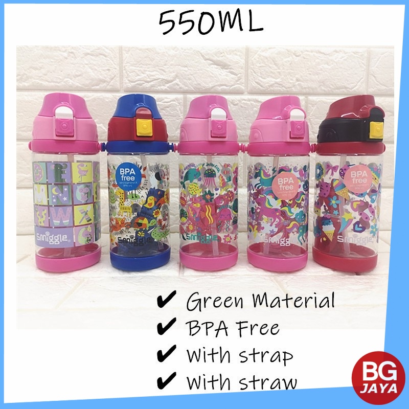 550ML Smiggle Kids Water Bottle BPA Free with Straw Botol  