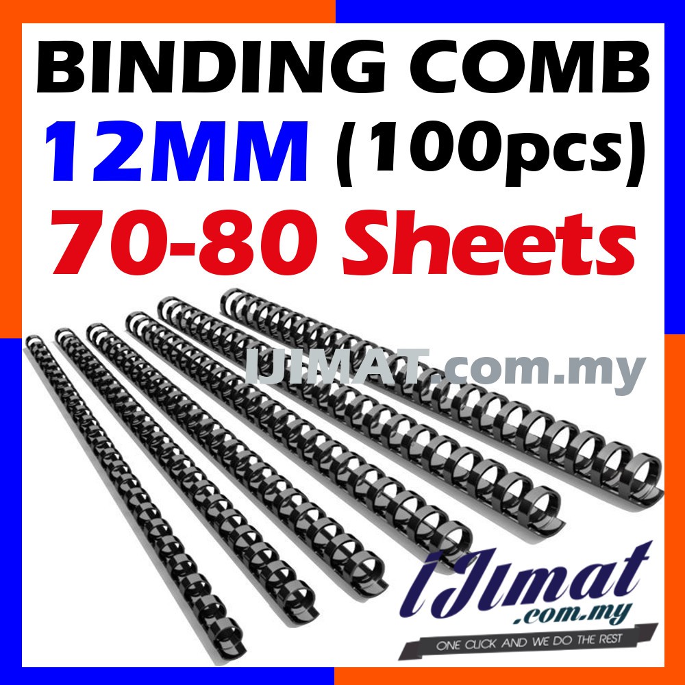 PATIKIL 12mm (1/2”) Plastic Binding Combs – 100 Pack, 21 Rings, 90 Sheet Capacity For Letter Size Paper