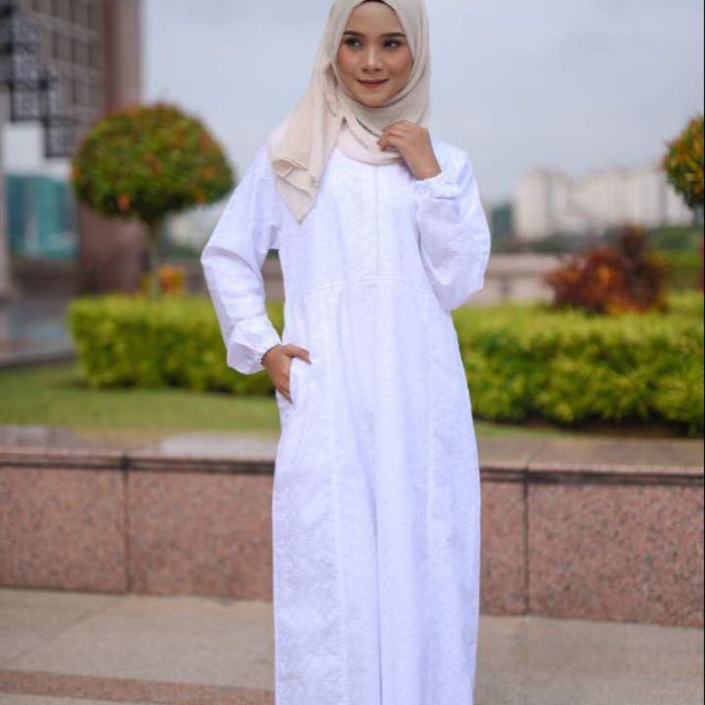  Jubah Putih  cotton Paris Shopee Malaysia