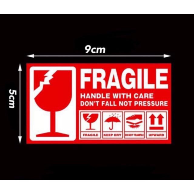 Sticker Fragile 9cm x 5 cm Packing Poslaju DHL Skynet Parcel Logistic ...