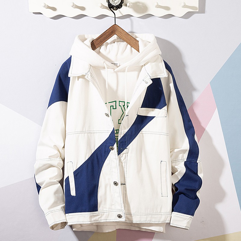 white denim jacket with hoodie